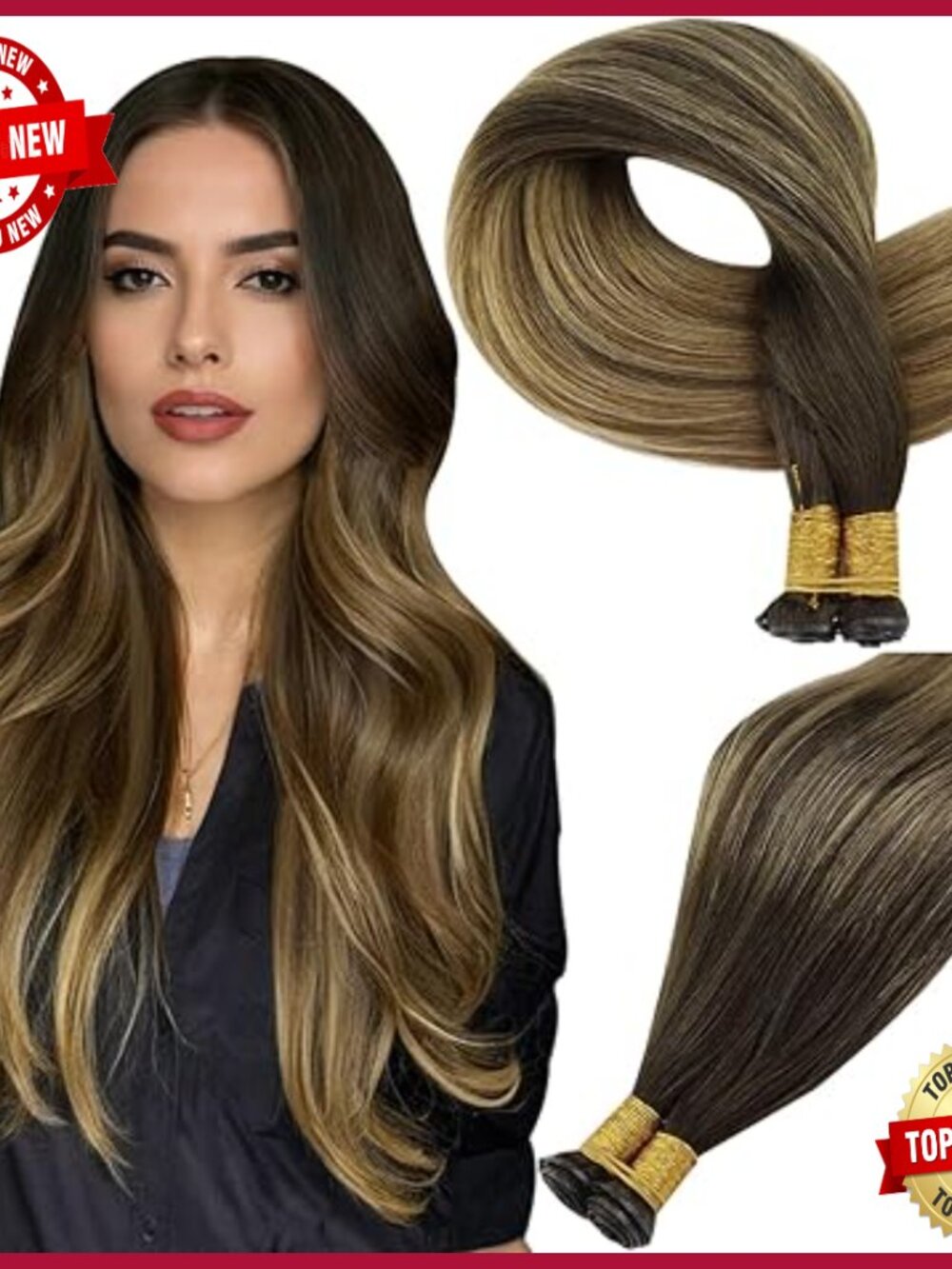 24 Inch Human Hair Extensions Hand Tied Weft Sew In 60g Remy